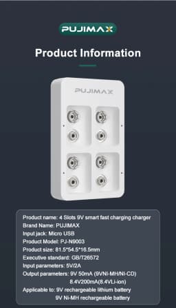 Smart Battery Charger USB Independent Slot Adapter 4 Slots 9V 6F22 For Ni-MH/Ni-Cd/Li-ion Lithium Rechargeable Batteries