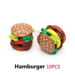 Mini Food Kitchen Accessories Toys Building Blocks Parts Hamburger Pizza Fries Cake Dessert Chocolate Cookies MOC Assemble Brick