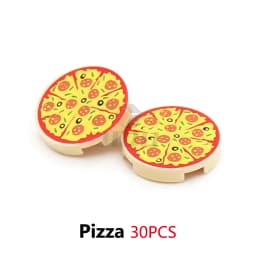 Mini Food Kitchen Accessories Toys Building Blocks Parts Hamburger Pizza Fries Cake Dessert Chocolate Cookies MOC Assemble Brick