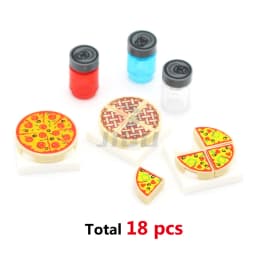 Mini Food Kitchen Accessories Toys Building Blocks Parts Hamburger Pizza Fries Cake Dessert Chocolate Cookies MOC Assemble Brick