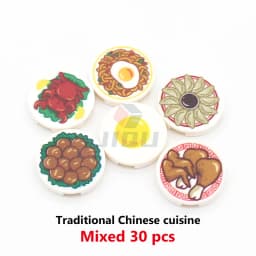 Mini Food Kitchen Accessories Toys Building Blocks Parts Hamburger Pizza Fries Cake Dessert Chocolate Cookies MOC Assemble Brick