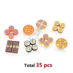 Mini Food Kitchen Accessories Toys Building Blocks Parts Hamburger Pizza Fries Cake Dessert Chocolate Cookies MOC Assemble Brick