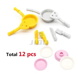 Mini Food Kitchen Accessories Toys Building Blocks Parts Hamburger Pizza Fries Cake Dessert Chocolate Cookies MOC Assemble Brick