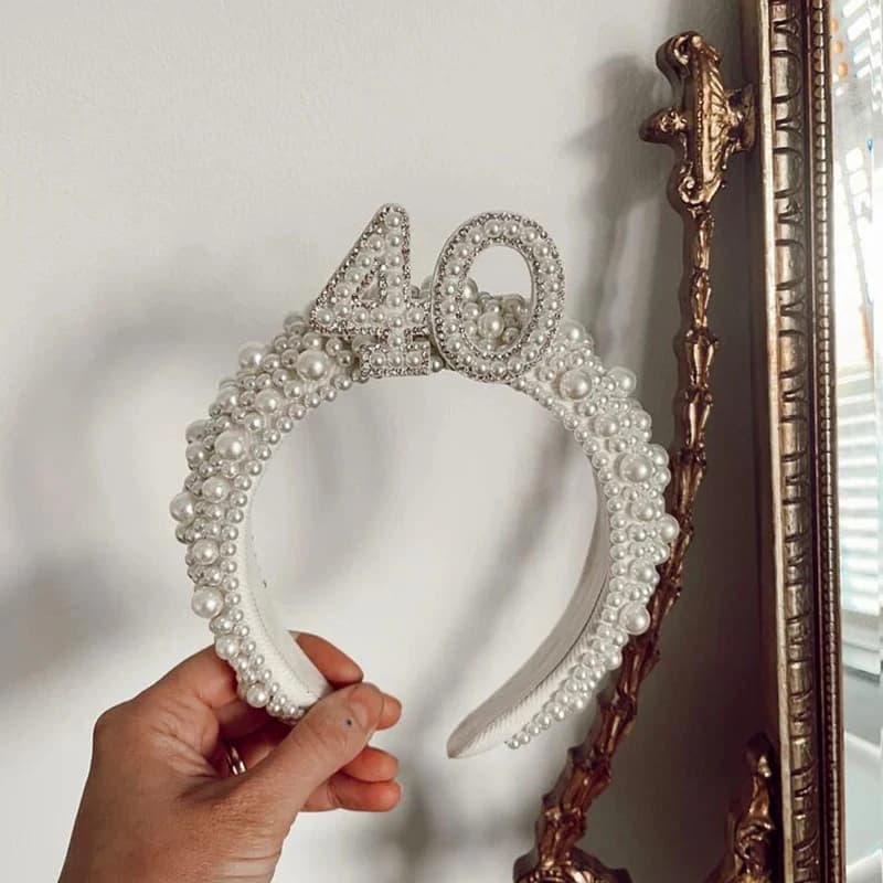 40th Headband Crown Tiara Forty and Fabulous 40 Years Old Happy Birthday Party Queen Girl Decoration Gift Present Photo Props