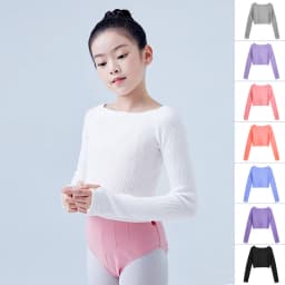 Girls Ballet Dance Sweater Elastic Flat Shoulder Sweater Teen Children Autumn Winter Dance Pullovers Long Sleeve Knitwear