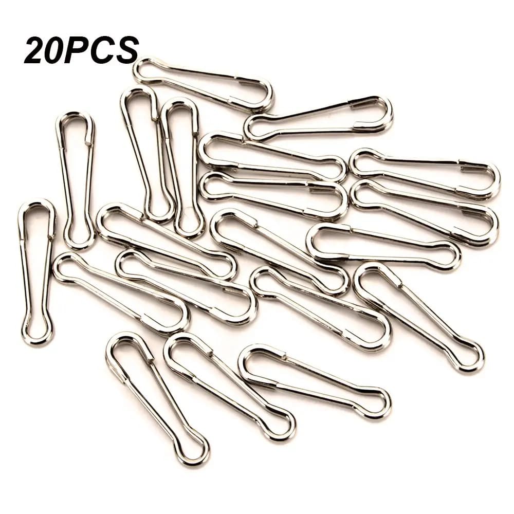 20pcs High Stainless Steel Fishing Connector Lure Snap Hook Fastlock Barrel Swivel Safety Fish Accessories Feeder Ring Carp Tool