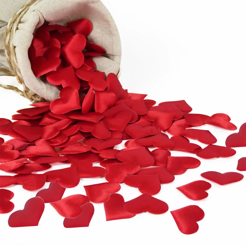 100/200Pcs Artificial Love Heart Petals Valentine's Day Wedding Party Confetti Petals Sponge Satin Fabric Table Bed Decorations