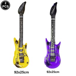 Inflatable Guitar 35inch Rock Star Guitar Reusable Inflatable Guitar Toys Balloons 80s 90s Themed Kids Birthday Party Decoration