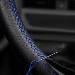 For Mitsubishi L200 Pajero Pinin 1999-2005 Space Gear Hand Braid Car Steering Wheel Cover Protect Perforated Leather Trim Black