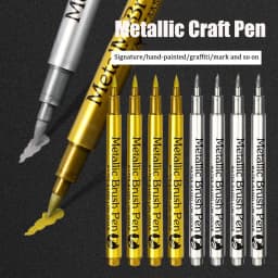 Brush Metallic Craftwork Pen Silver/Gold Permanent Acrylic Paint Pens Markers for Rock Painting 1-5MM Soft/Hard Nib Art Supplies