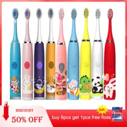 Kids Sonic Electric Toothbrush Rechargeable Smart Timer Colorful Cartoon Teeth Whitening Portable USB Charging Tooth Brush