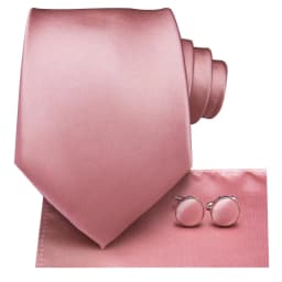 Dusty Pink Solid 2023 New Elegant Mens Ties Hanky Cufflinks Silk Neckties For Men Wedding Party Business Fashion Brand Hi-Tie