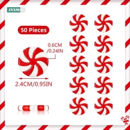50pcs Candy Christmas Tree Decorations Red White Sweets DIY Decor Peppermint Ornaments Candy Cane Charms New Year Gifts Navidad
