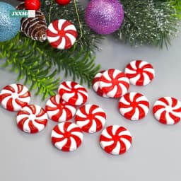 50pcs Candy Christmas Tree Decorations Red White Sweets DIY Decor Peppermint Ornaments Candy Cane Charms New Year Gifts Navidad