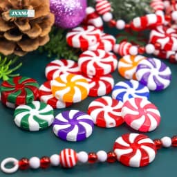 50pcs Candy Christmas Tree Decorations Red White Sweets DIY Decor Peppermint Ornaments Candy Cane Charms New Year Gifts Navidad