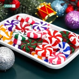 50pcs Candy Christmas Tree Decorations Red White Sweets DIY Decor Peppermint Ornaments Candy Cane Charms New Year Gifts Navidad