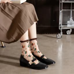 Floral Embroidery Crystal Silk Socks Summer Ultra-thin Transparent Vintage Lace Socks Women Sweet Girls Kawaii Cute Ruffle Socks