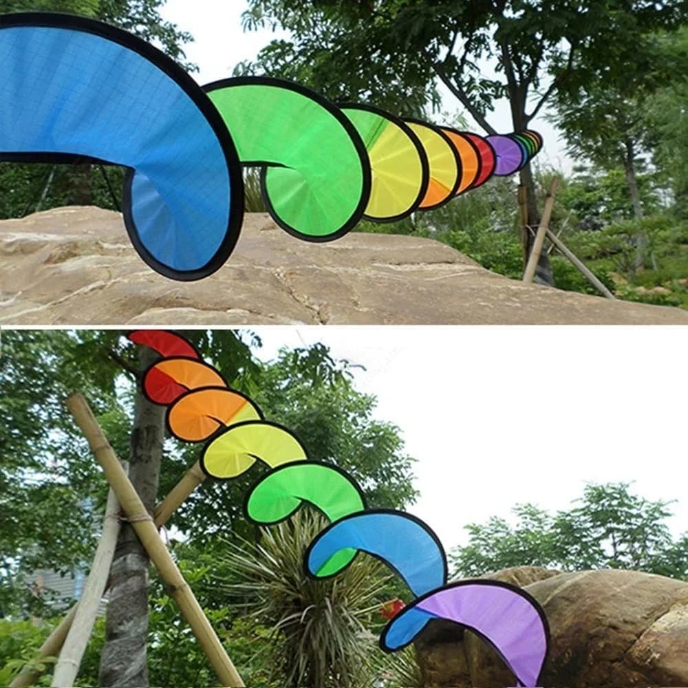 1Set Foldable Rainbow Spiral Windmill Tent Colorful Beautiful Wind Spinner Garden Outdoor Camping Picnic