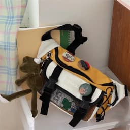 Japanese Crossbody Bag Male Korean Unisex Girl Student Chest Bag Hong Kong Style Retro Waist Bag
