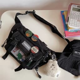 Japanese Crossbody Bag Male Korean Unisex Girl Student Chest Bag Hong Kong Style Retro Waist Bag