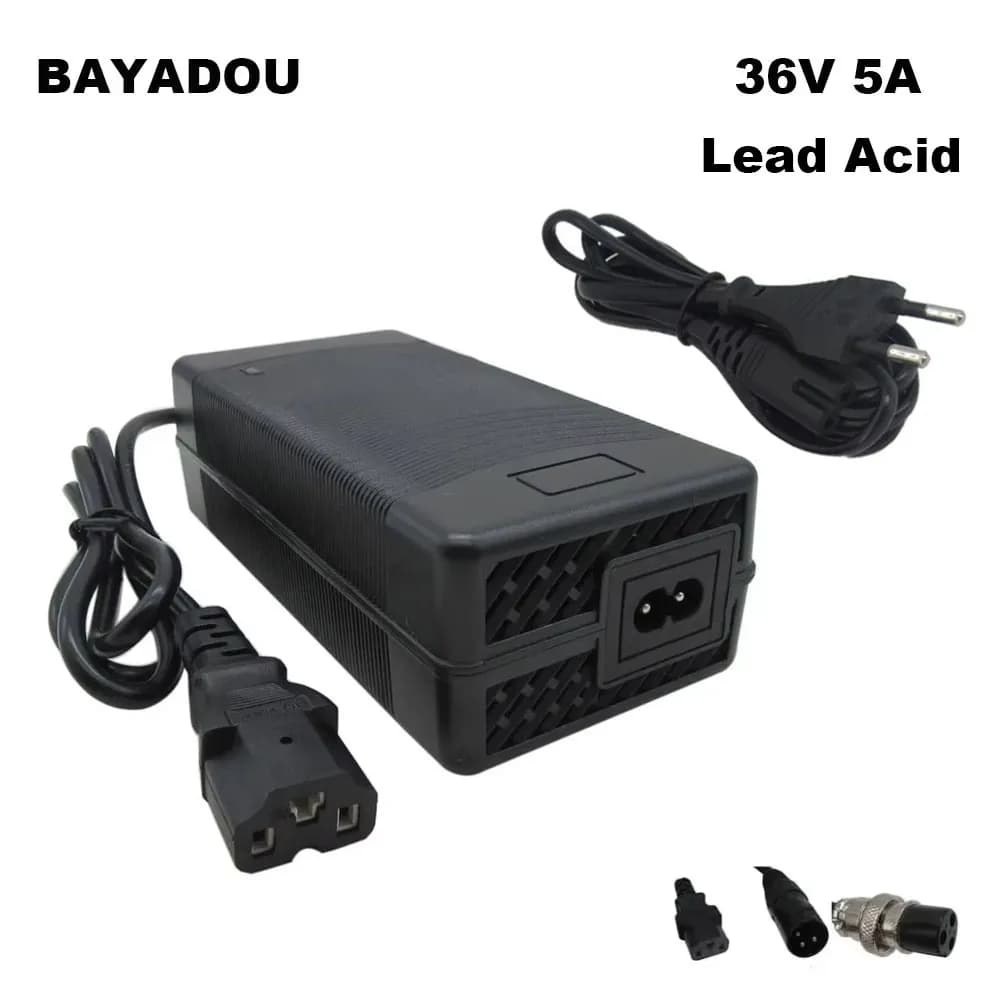 36V 5A Lead Acid Charger 36 Volt 5A 30AH 50AH Battery Fast Chargers 43.2V IEC 3Pin XLRM GX16 Connector