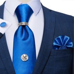 2023 Fashion Men's Tie Set Hanky Cufflink with Tie Tack Silver Ring 8cm Solid Classic Wedding Party Accessories Gravata Gift