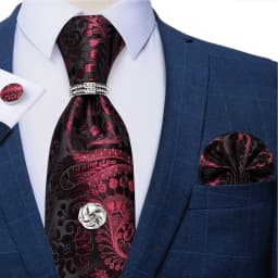2023 Fashion Men's Tie Set Hanky Cufflink with Tie Tack Silver Ring 8cm Solid Classic Wedding Party Accessories Gravata Gift