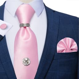2023 Fashion Men's Tie Set Hanky Cufflink with Tie Tack Silver Ring 8cm Solid Classic Wedding Party Accessories Gravata Gift