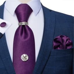 2023 Fashion Men's Tie Set Hanky Cufflink with Tie Tack Silver Ring 8cm Solid Classic Wedding Party Accessories Gravata Gift