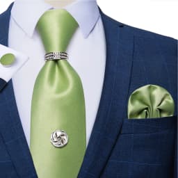 2023 Fashion Men's Tie Set Hanky Cufflink with Tie Tack Silver Ring 8cm Solid Classic Wedding Party Accessories Gravata Gift