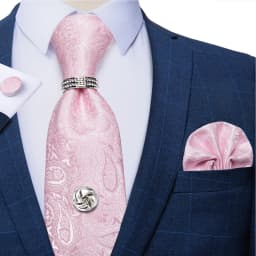 2023 Fashion Men's Tie Set Hanky Cufflink with Tie Tack Silver Ring 8cm Solid Classic Wedding Party Accessories Gravata Gift
