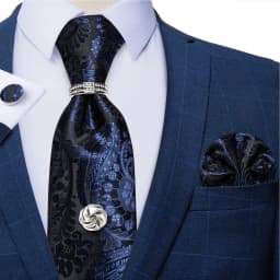 2023 Fashion Men's Tie Set Hanky Cufflink with Tie Tack Silver Ring 8cm Solid Classic Wedding Party Accessories Gravata Gift
