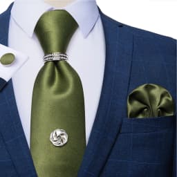 2023 Fashion Men's Tie Set Hanky Cufflink with Tie Tack Silver Ring 8cm Solid Classic Wedding Party Accessories Gravata Gift