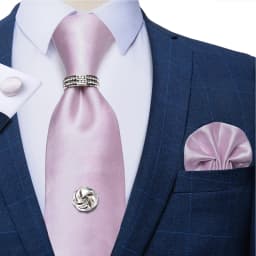 2023 Fashion Men's Tie Set Hanky Cufflink with Tie Tack Silver Ring 8cm Solid Classic Wedding Party Accessories Gravata Gift
