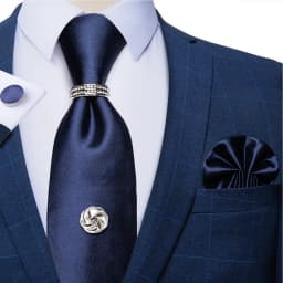 2023 Fashion Men's Tie Set Hanky Cufflink with Tie Tack Silver Ring 8cm Solid Classic Wedding Party Accessories Gravata Gift