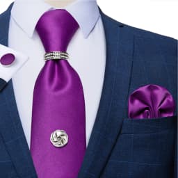 2023 Fashion Men's Tie Set Hanky Cufflink with Tie Tack Silver Ring 8cm Solid Classic Wedding Party Accessories Gravata Gift