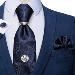 2023 Fashion Men's Tie Set Hanky Cufflink with Tie Tack Silver Ring 8cm Solid Classic Wedding Party Accessories Gravata Gift