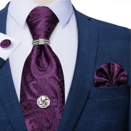 2023 Fashion Men's Tie Set Hanky Cufflink with Tie Tack Silver Ring 8cm Solid Classic Wedding Party Accessories Gravata Gift