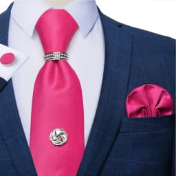 2023 Fashion Men's Tie Set Hanky Cufflink with Tie Tack Silver Ring 8cm Solid Classic Wedding Party Accessories Gravata Gift