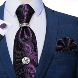 2023 Fashion Men's Tie Set Hanky Cufflink with Tie Tack Silver Ring 8cm Solid Classic Wedding Party Accessories Gravata Gift