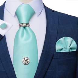 2023 Fashion Men's Tie Set Hanky Cufflink with Tie Tack Silver Ring 8cm Solid Classic Wedding Party Accessories Gravata Gift