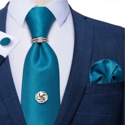 2023 Fashion Men's Tie Set Hanky Cufflink with Tie Tack Silver Ring 8cm Solid Classic Wedding Party Accessories Gravata Gift