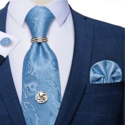 2023 Fashion Men's Tie Set Hanky Cufflink with Tie Tack Silver Ring 8cm Solid Classic Wedding Party Accessories Gravata Gift
