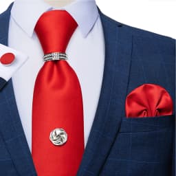 2023 Fashion Men's Tie Set Hanky Cufflink with Tie Tack Silver Ring 8cm Solid Classic Wedding Party Accessories Gravata Gift