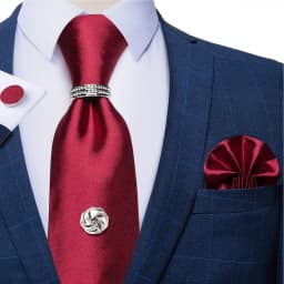 2023 Fashion Men's Tie Set Hanky Cufflink with Tie Tack Silver Ring 8cm Solid Classic Wedding Party Accessories Gravata Gift