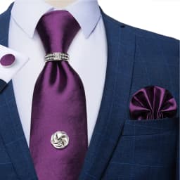 2023 Fashion Men's Tie Set Hanky Cufflink with Tie Tack Silver Ring 8cm Solid Classic Wedding Party Accessories Gravata Gift