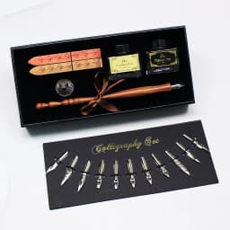 FEATTY Retro Dip Fountain Pen with 12 Nibs Art Calligraphy Writing Wooden Pen Set for Lettering Sketching Drawing Kit