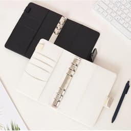 2023 New PU Leather Notebook A7 Binder DIY Planner Organizer 6 Zipper Pockets 12Pcs Budget Sheet 2Pcs French Alphabet Stickers