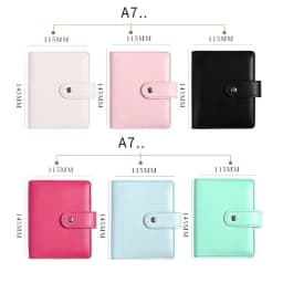 2023 New PU Leather Notebook A7 Binder DIY Planner Organizer 6 Zipper Pockets 12Pcs Budget Sheet 2Pcs French Alphabet Stickers