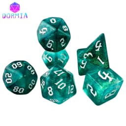 DND Dice RPG Dice Acrylic Dice Multiple Colours Starlight Effect 7 Dice Set Retro Font Style for Board Game DND RPG Accessories